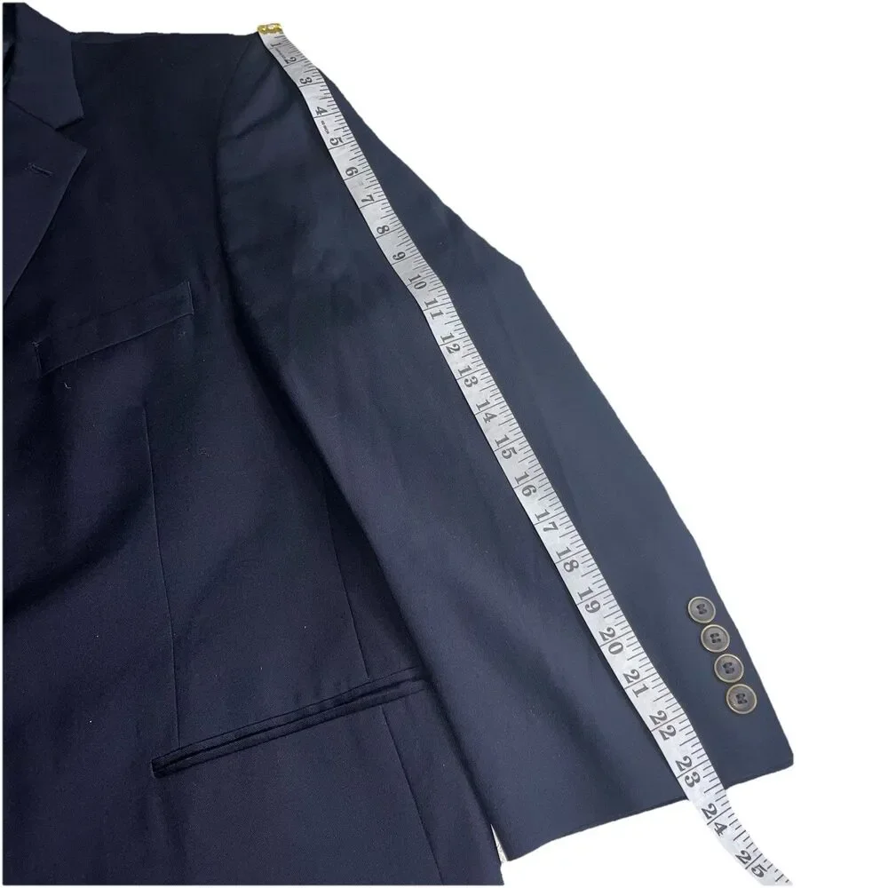 Joseph & Feiss Gold Classic Fit Wool Blazer Men 48S Navy Sport Coat Jacket